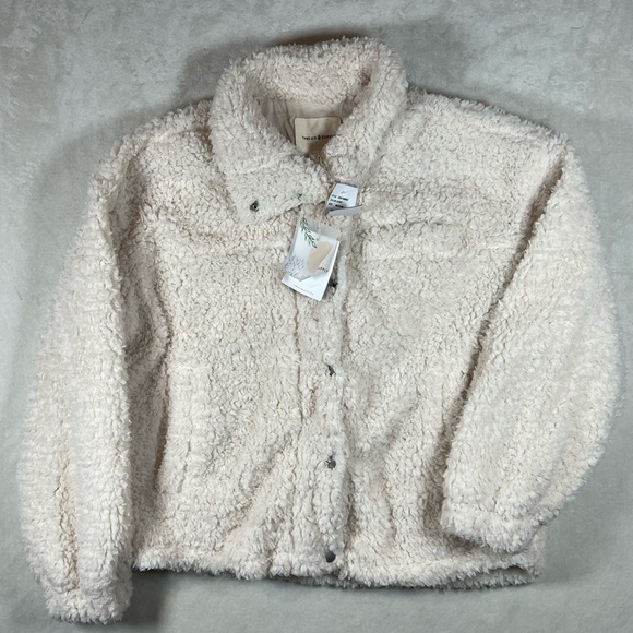 NWT Thread & Supply Nordstroms Medium Cream Sherpa Retro Pile Button Coat Jacket - Picture 2 of 14